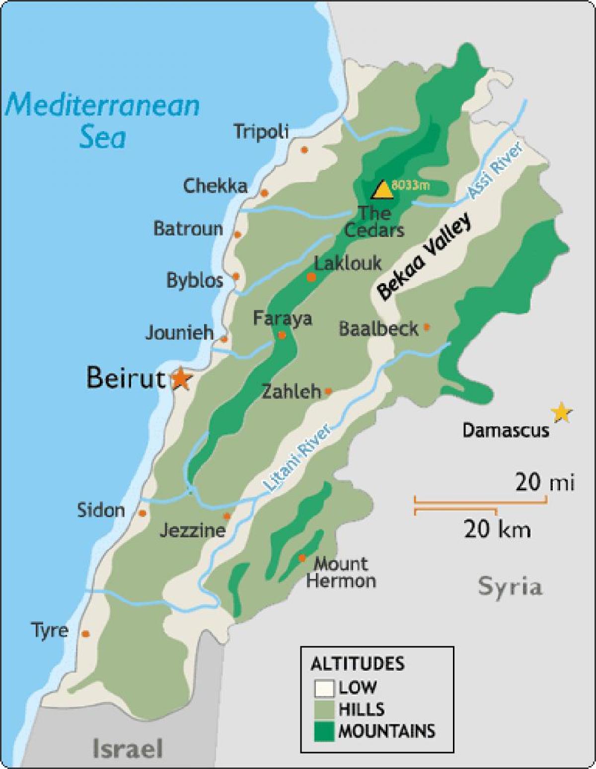 mapa del Líban climàtic