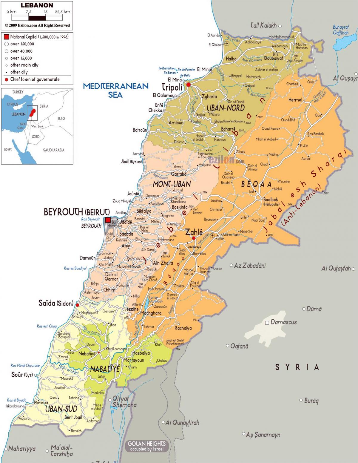 Líban mapa detallat
