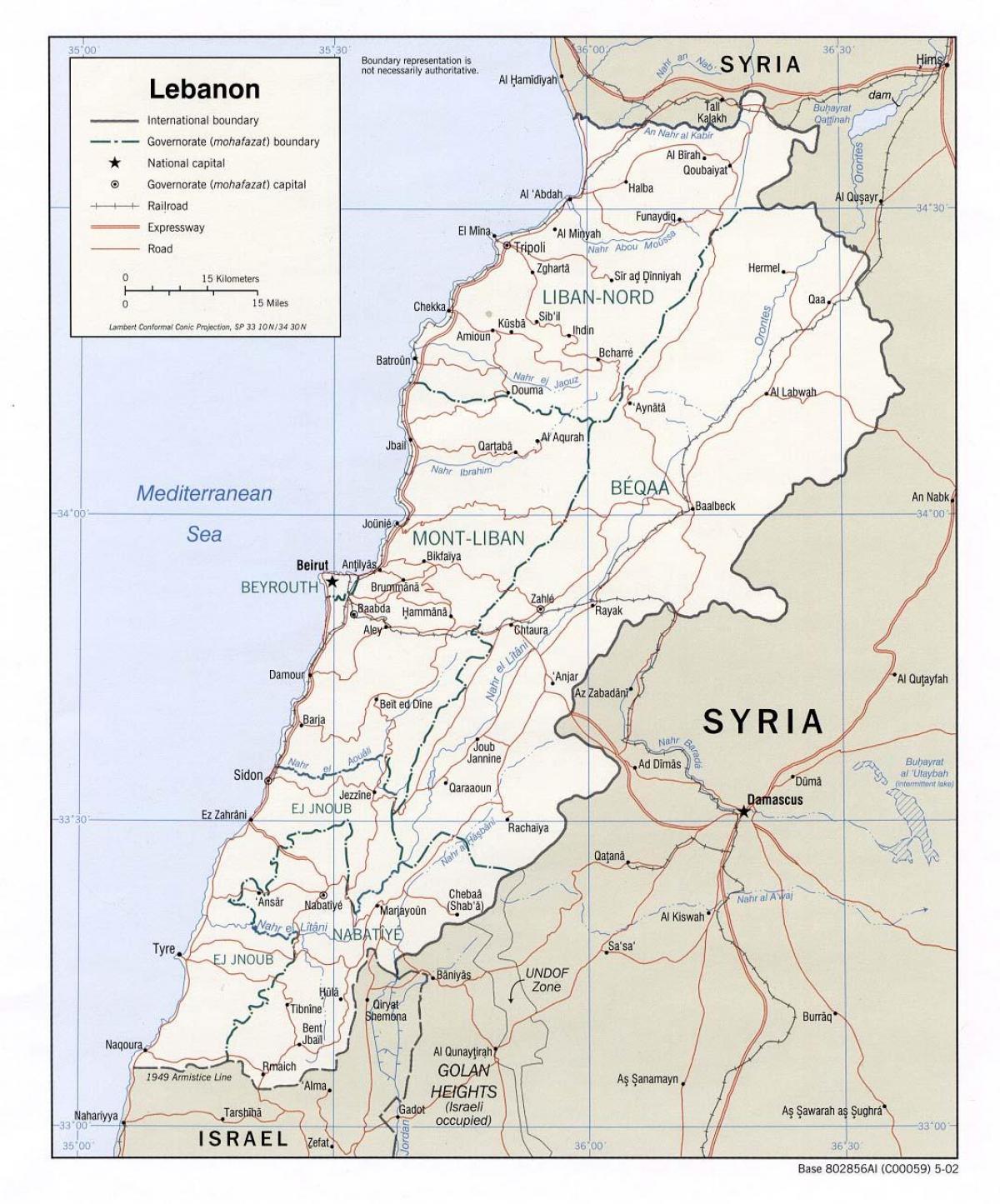 mapa del Líban secundària
