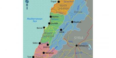 Mapa del Líban turística
